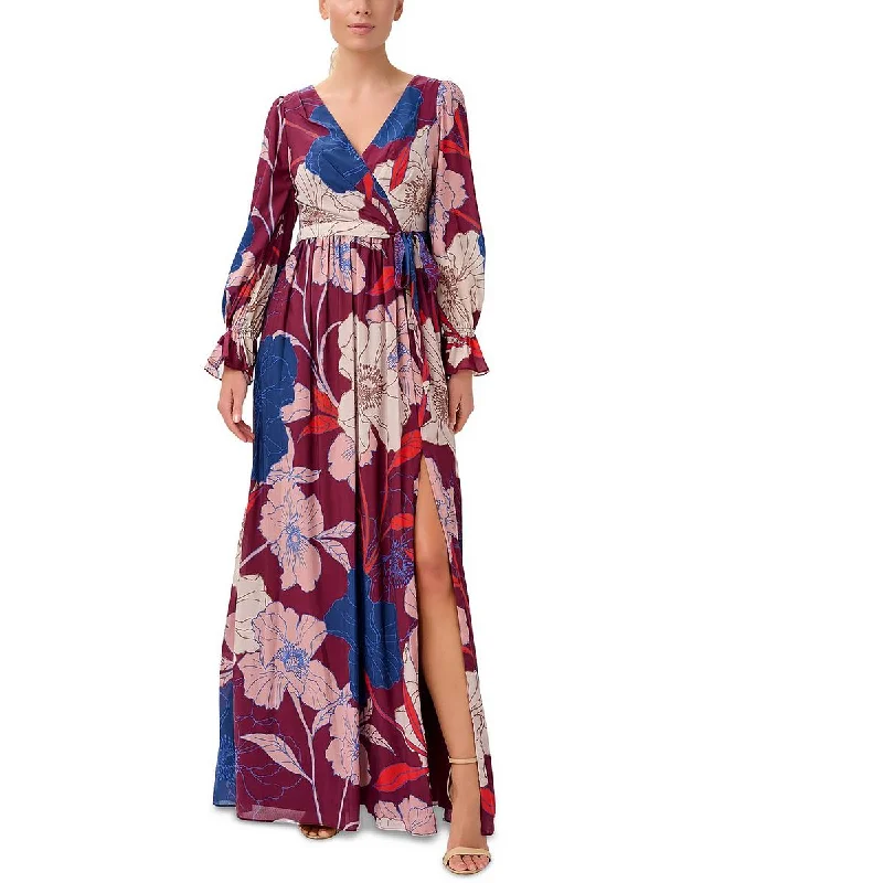 Resort Dresses for Vacation -Adrianna Papell Womens Floral Print Surplice Maxi Dress