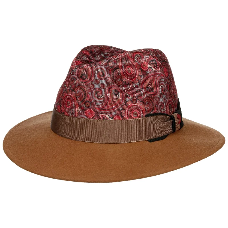 Designer felt hat with artistic wool craft -Paisley Crown Wool Hat by Alfonso D'Este