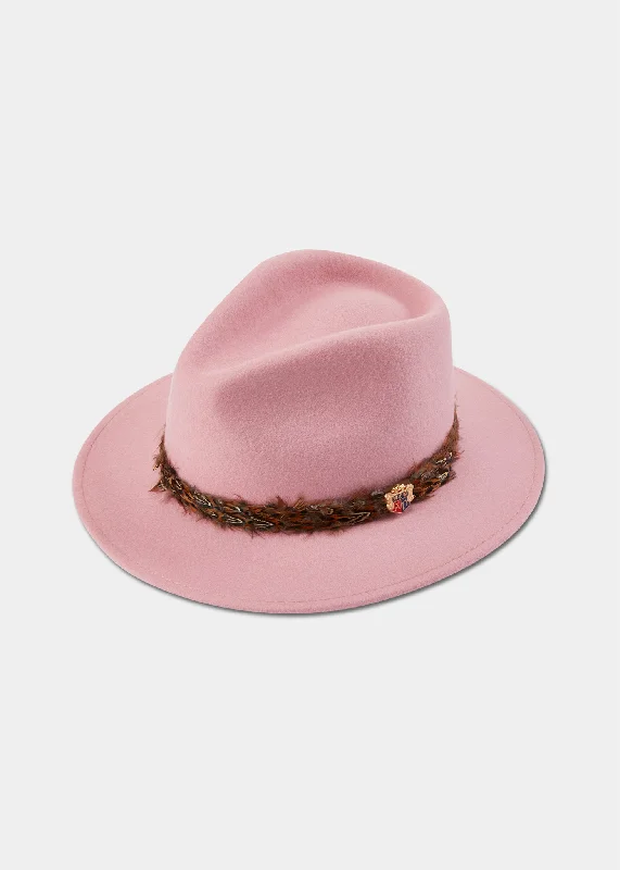 Luxury wool felt hat for refined taste -Richmond Ladies Fedora In Pink