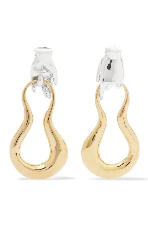 Drop Earrings with Debossed Designs -Sterling Silver and 18K Gold Plating Earrings