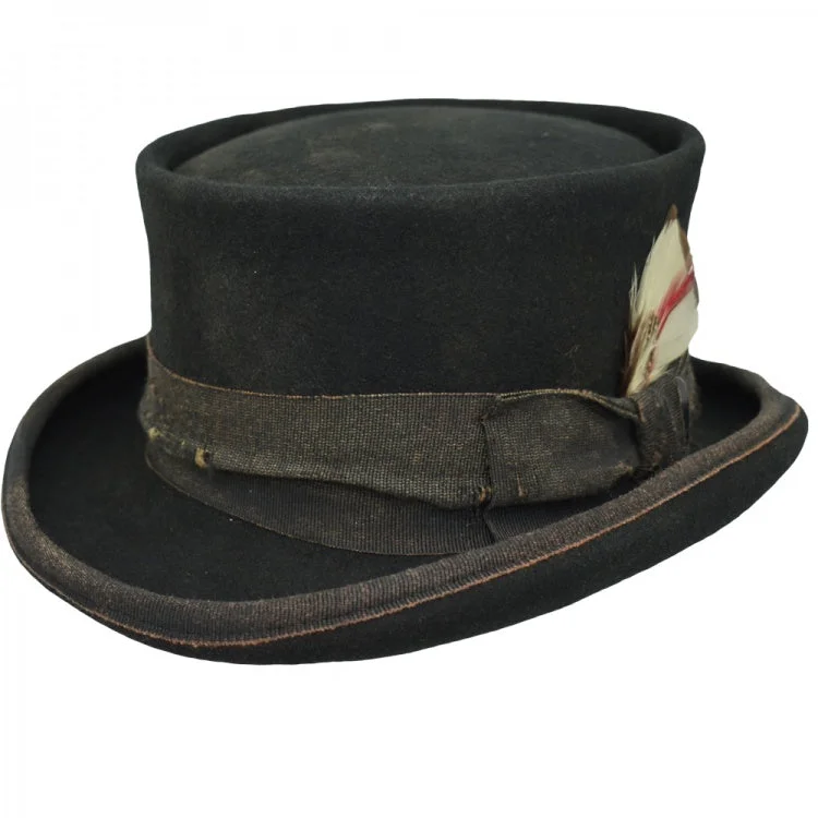 Luxury felt hat with fine wool blend -Vintage Vogue Funky Aged Top Hat