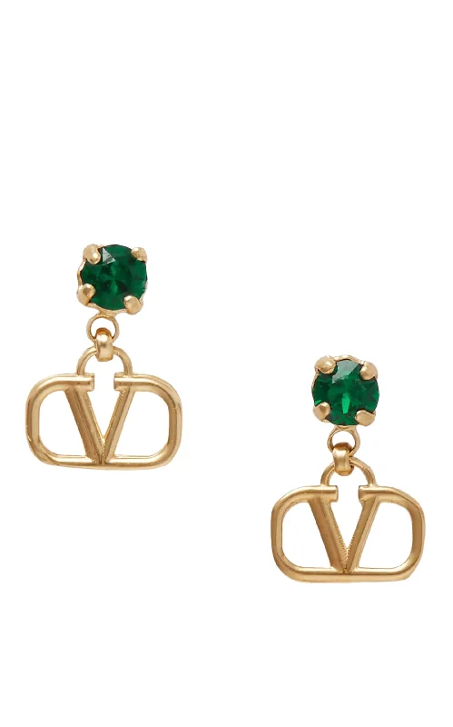 Crystal Drop Earrings for Sparkle -VLOGO Gold-tone Crystal Earrings