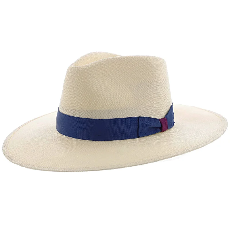 Warm wool felt hat for chilly evenings -Santa Monica - Stetson Natural Wide Brim Shantung Straw Fedora Hat