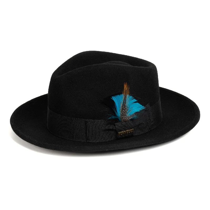 Luxury felt hat with premium wool quality -Ferrecci Crushable Wool Fedora in Black