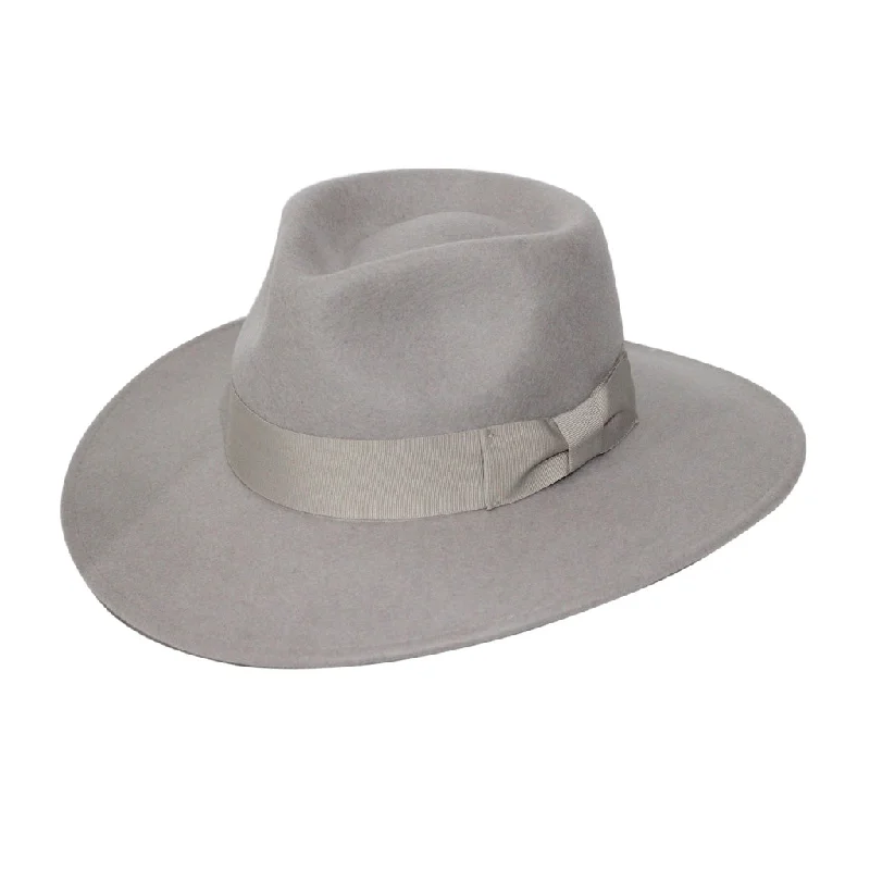 Luxury felt hat with elegant wool finish -Hallie Felt Fedora Hat - Grey