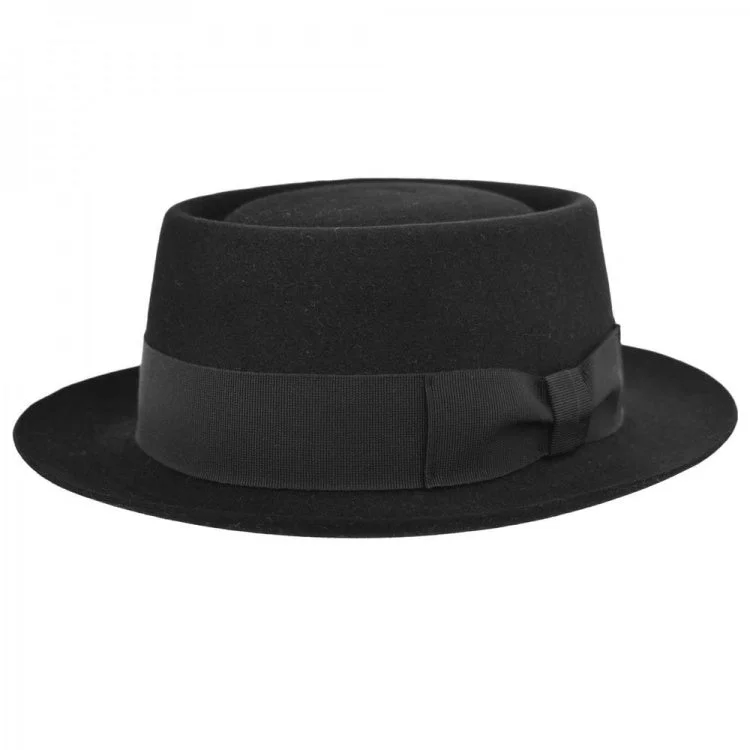 Lightweight felt hat for easy portability -Classic Pork Pie Fur Felt Hat in Black