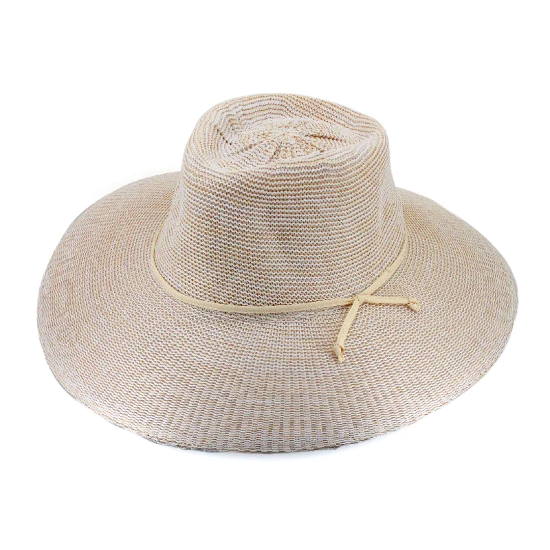 Lightweight felt hat with adjustable band fit -Marie Wide Brim Fedora Hat - Wheat