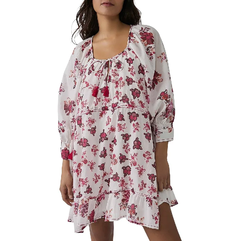 Cocktail Dresses for Party Time -Free People Womens Cotton Floral Print Mini Dress