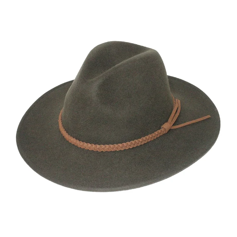 Lightweight felt hat with breathable fabric -Blake Felt Fedora Hat - Khaki