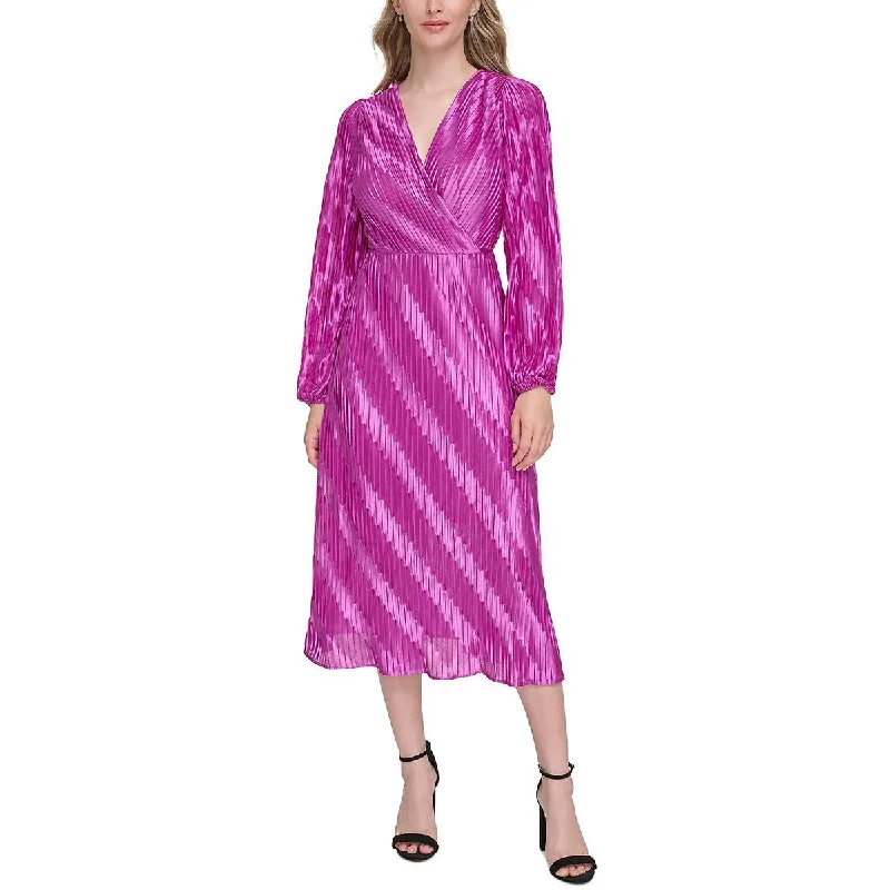 Tie-up Dresses for Decorative -Kensie Dresses Womens Surplice Tea Length Midi Dress