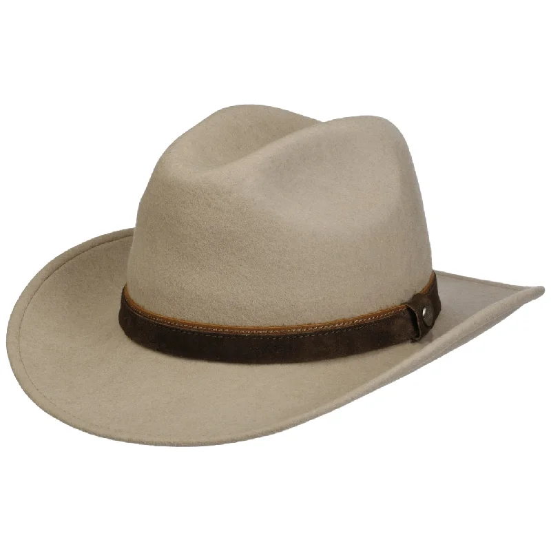 Durable wool felt hat for tough wear -Monteley Wool Western Fedora Hat