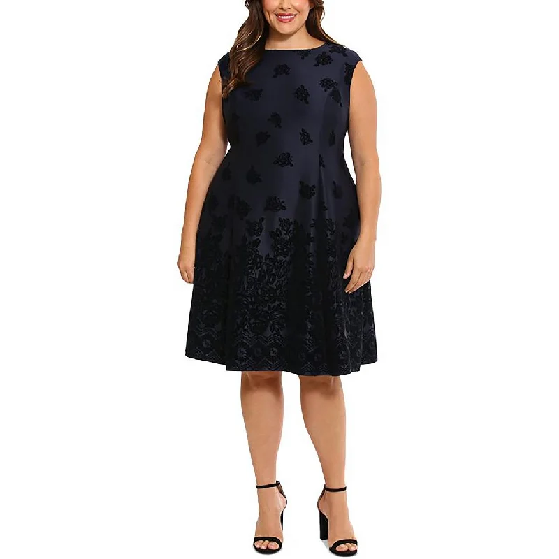 Casual Dresses for Everyday -London Times Womens Plus Floral Print Knee Length Fit & Flare Dress