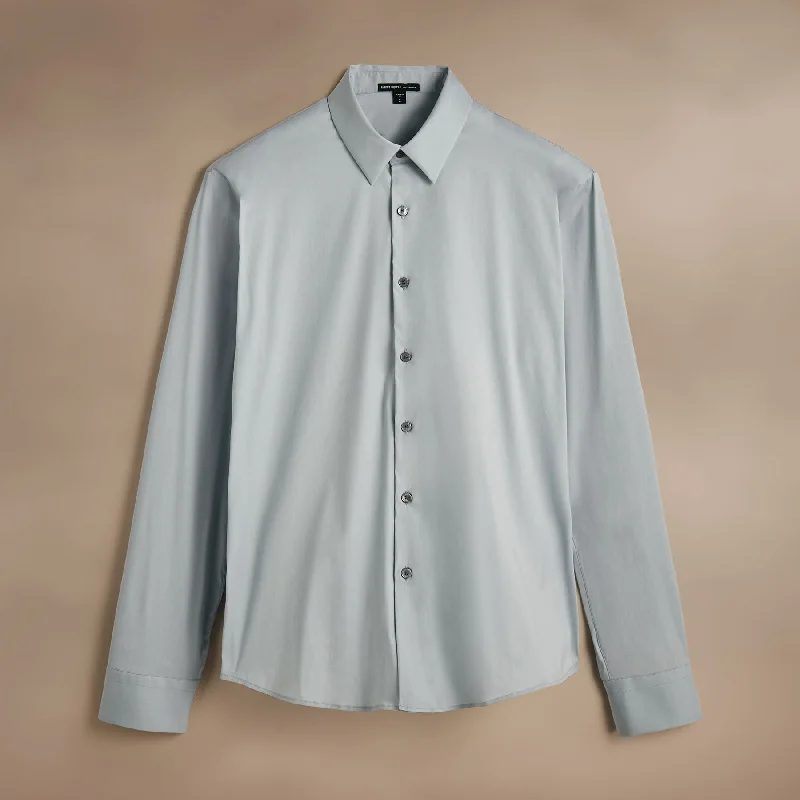 Birthday Dresses for Celebration -Matte Stretch Poplin Dress Shirt - Grey Glacier