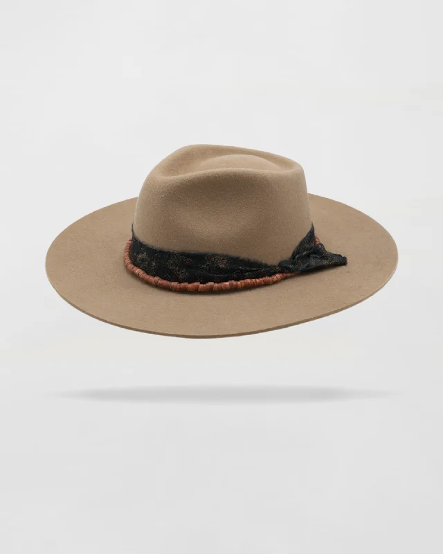 Rugged felt hat with weather-resistant finish -Whimsical Whispers Felt Fedora Hat in Sand