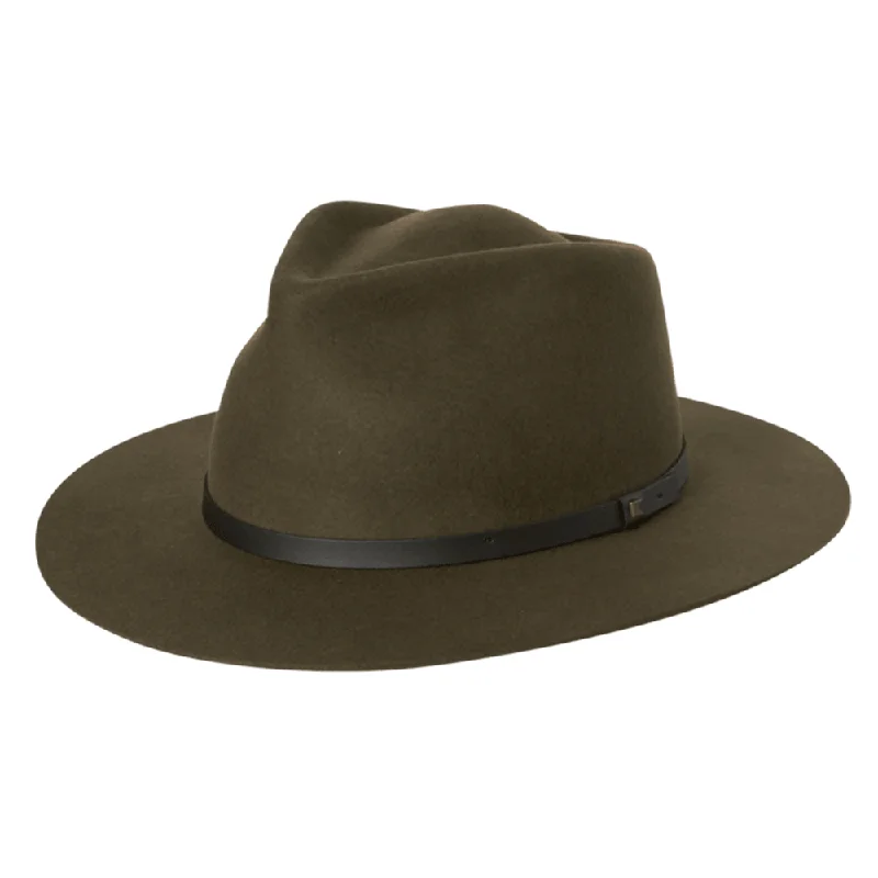 Bold felt hat with vibrant wool hues -Kooringal Goodwin Unisex Wide Brim Fedora - Olive