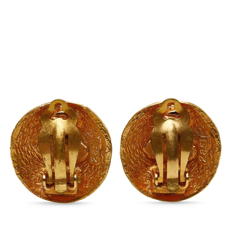 Drop Earrings for Valentine's Day -Chanel Vintage Coco Mark Round Earrings Gold Plated Women's