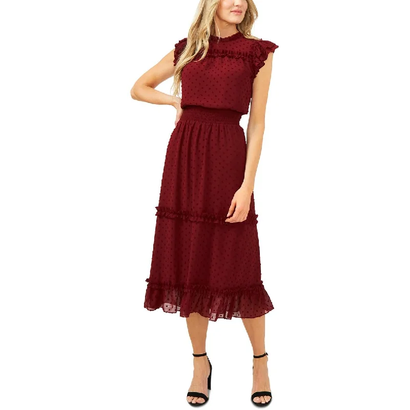 Formal Dresses for Occasions -CeCe Womens Swiss Dot Smocked Midi Dress