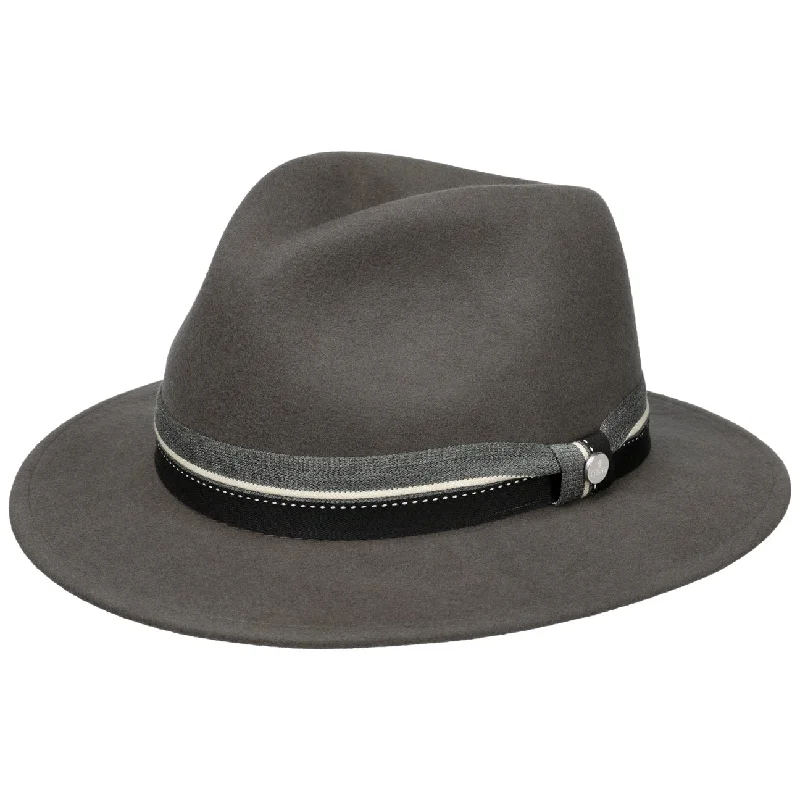 Designer felt hat with intricate stitching patterns -Tavalo Traveller Felt Fedora Hat