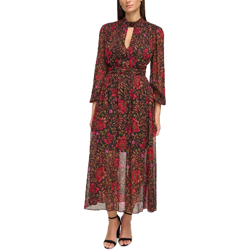 Beaded Dresses for Glamour -Guess Womens Floral Print Midi Dress