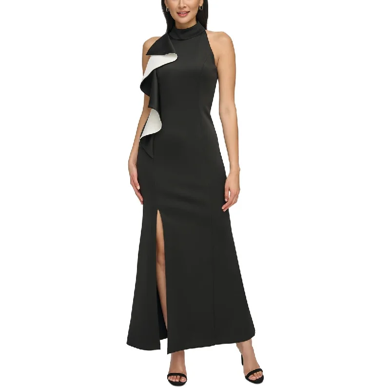 Solid Color Dresses for Simple -Jessica Simpson Womens Cascade Ruffle Halter Evening Dress