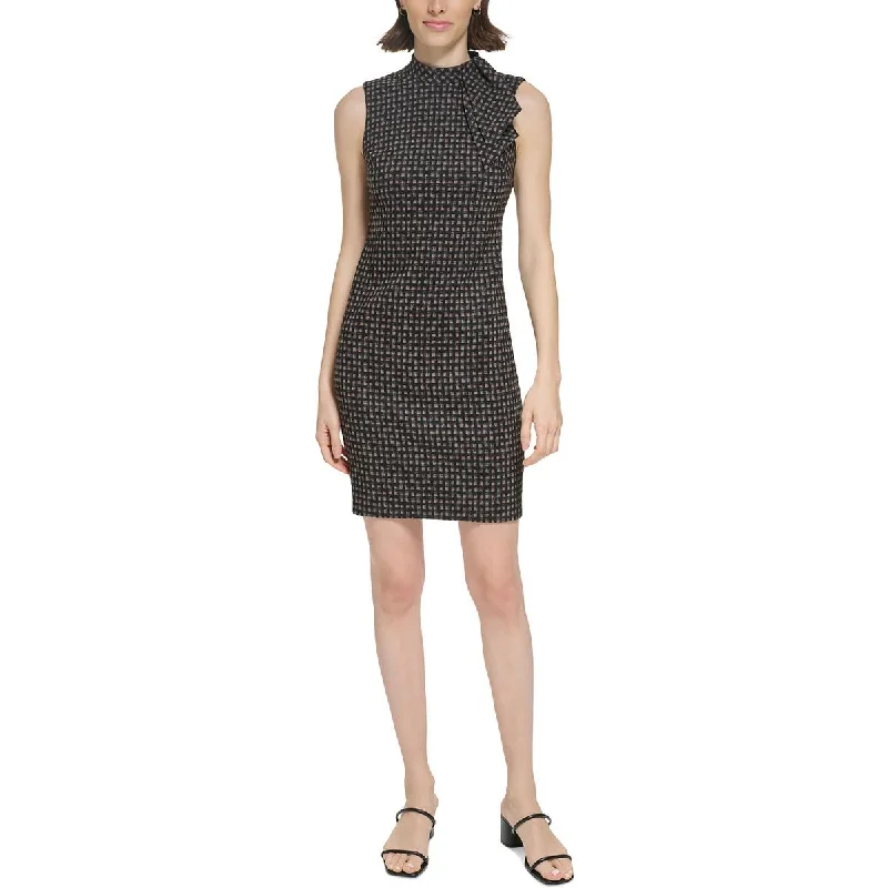 A-line Dresses for Flattering -Calvin Klein Womens Petites Sleeveless Jacquard Sheath Dress