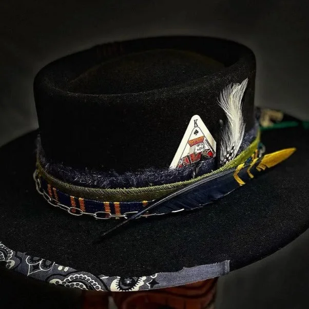 Durable felt hat with sturdy wool build -Distressed Fedora with Rounded Crown and Colorful Ribbon Adornments