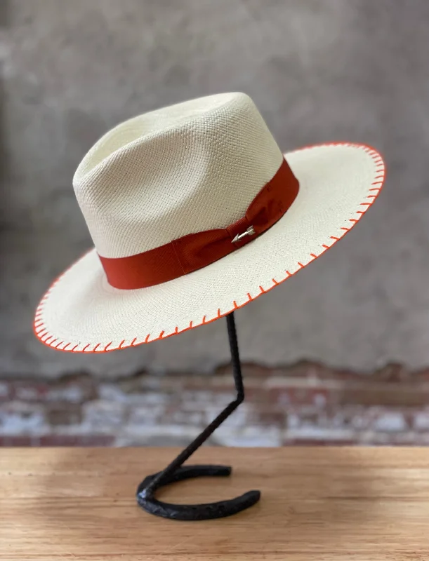 Rugged felt hat with weather-resistant finish -Stetson Little Palm Panama Straw Fedora Hat