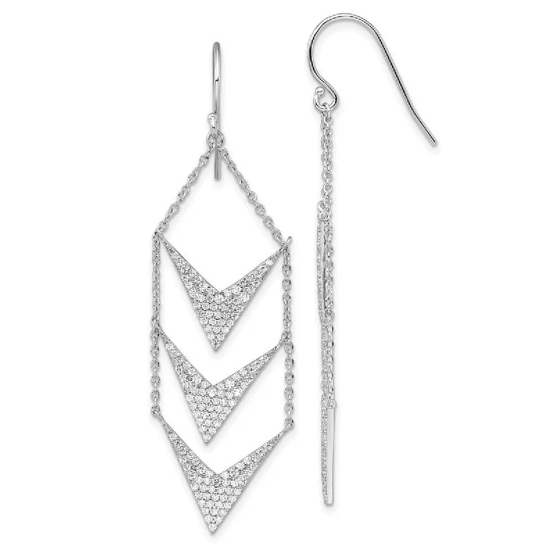 Drop Earrings with Knot Designs -Curata 925 Sterling Silver Rhodium Plated CZ Cubic Zirconia Fancy Dangle Shepherd Hook Earrings -