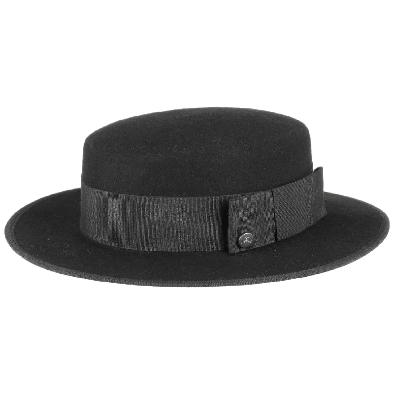 Rugged felt hat for tough trail adventures -Felt Boater Fedora Hat