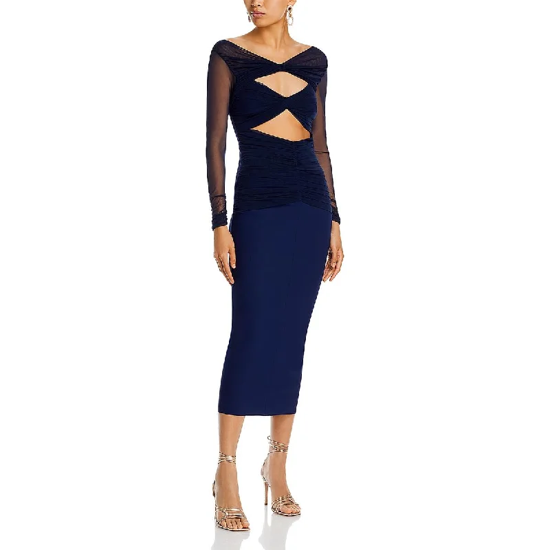 Spandex Dresses for Flexible -Chiara Boni Womens Leitha Cut-Out Midi Sheath Dress