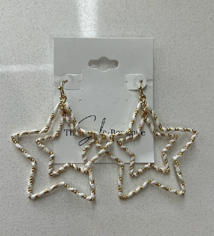 Geometric Drop Earrings for Trend -White Thread Star Earrings