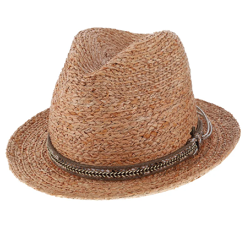 Warm felt hat with plush interior lining -Paradise - Walrus Hats Natural Raffia Straw Fedora Hat w/ Braided Band