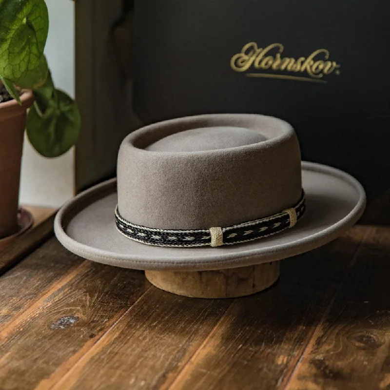 Stylish felt hat for fashionable headwear -Grey Wool Felt Pork Pie Hat