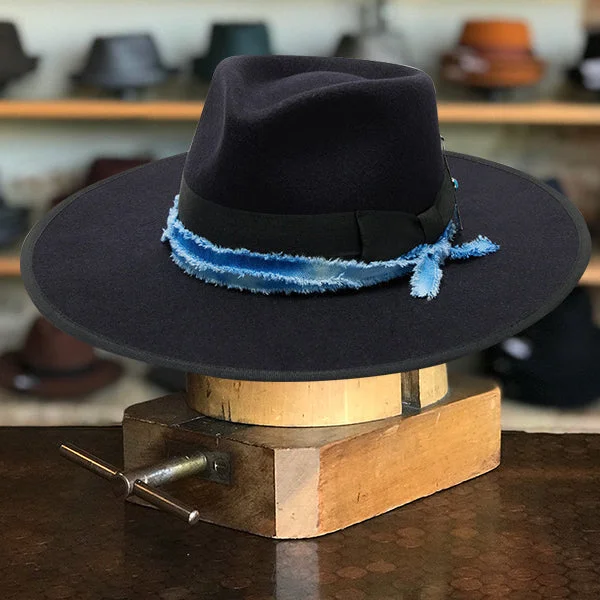 Rugged wool felt hat for tough weather -Timeless Elegance Fedora in Midnight Blue