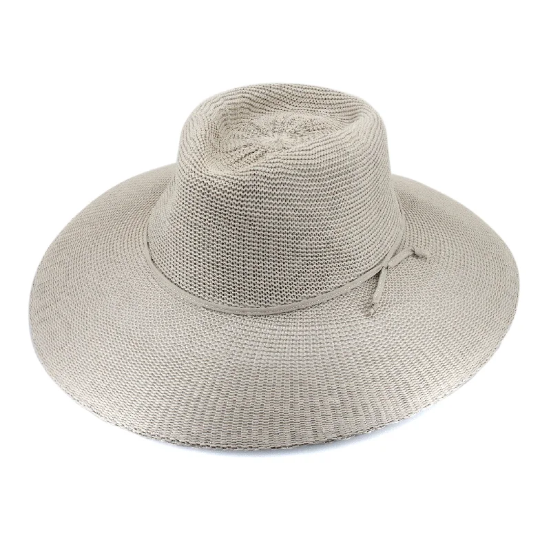 Handcrafted felt hat with eco-friendly materials -Marie Wide Brim Fedora Hat - Stone