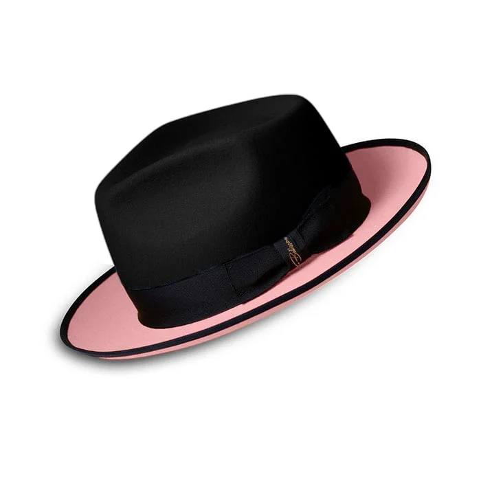 Breathable felt hat for all-season versatility -Urban Two Tone Fedora-Black Pink