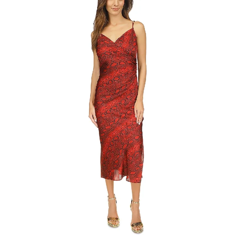 Strapless Dresses for Glamorous -MICHAEL Michael Kors Womens Snake Print Midi Slip Dress