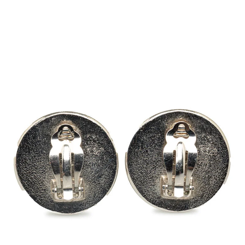 Lead Free Drop Earrings for Health -Chanel Vintage Round Coco Mark Earrings Silver Black Metal   CHANEL