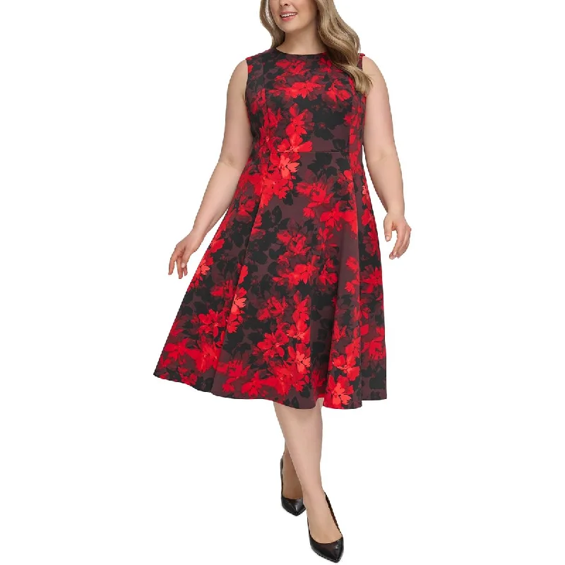 Sundress Dresses for Sunny -Calvin Klein Womens Plus Floral Midi Cocktail And Party Dress