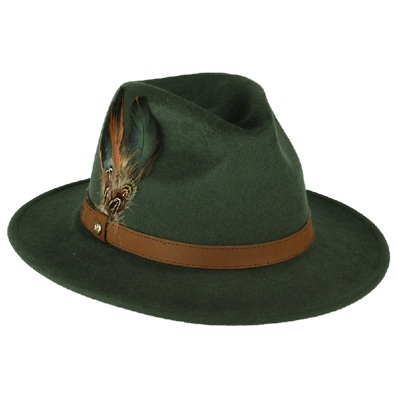 Durable wool felt hat for outdoor durability -Failsworth Hats Showerproof Wool Felt Fedora Hat - Olive