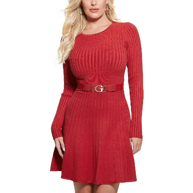 Retro Dresses for Throwback -Guess Womens Mini Sweater Dress Fit & Flare Dress