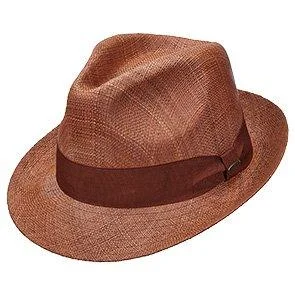 Vintage felt hat with classic fedora shape -Cavalier - Scala Unisex Natural Matte Raffia Straw Fedora Hat