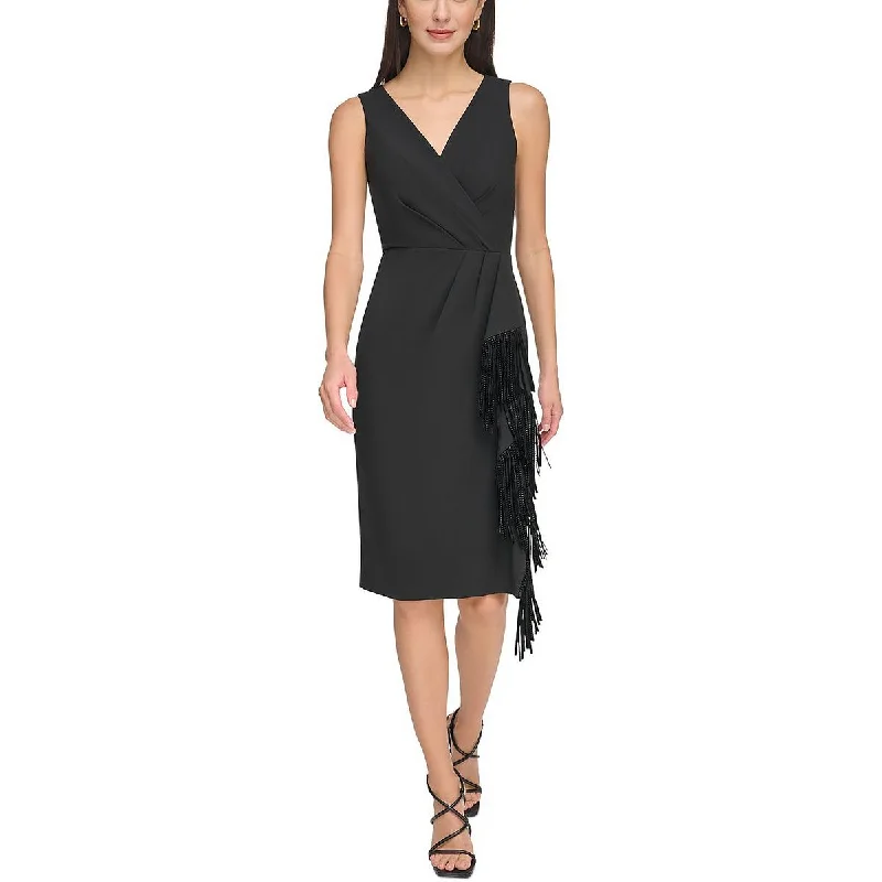 Sleeveless Dresses for Coolness -DKNY Womens Fringe Knee-Length Cocktail And Party Dress