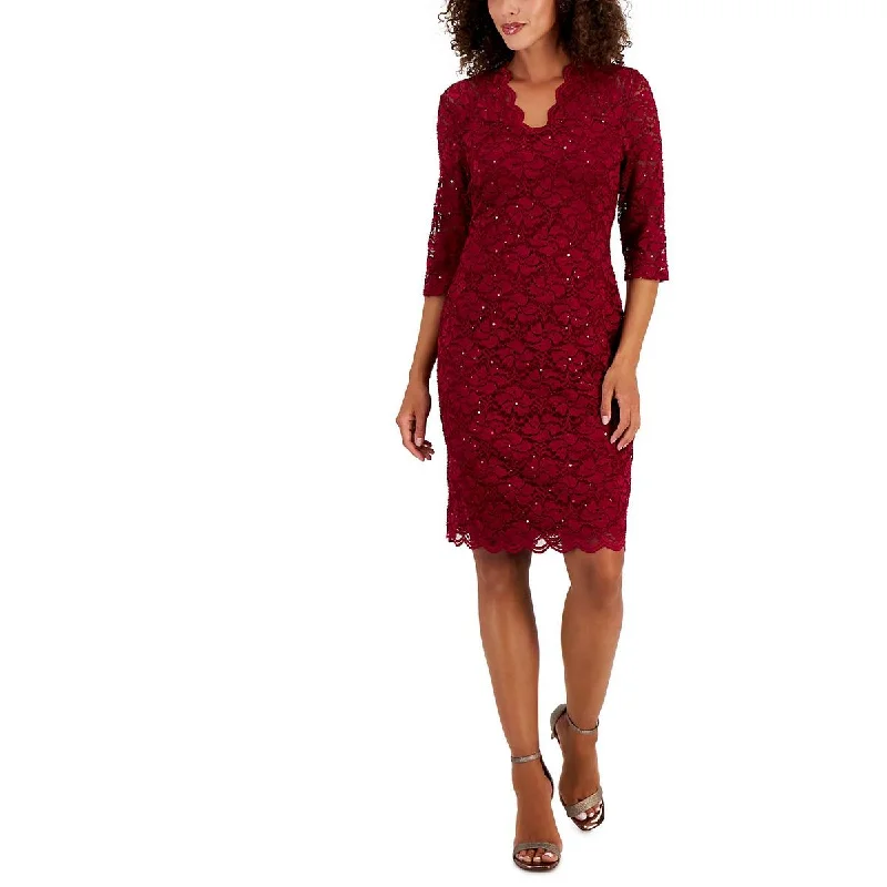 Modern Dresses for Trendy -Connected Apparel Womens Lace 3/4 Sleeves Cocktail And Party Dress