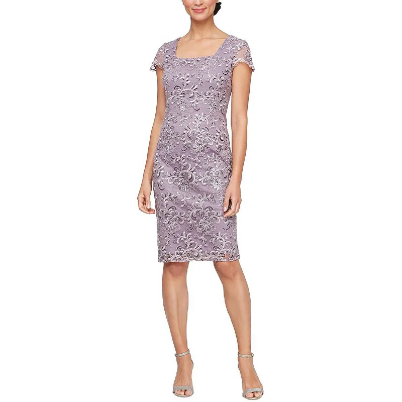 Christmas Dresses for Holiday -Alex Evenings Womens Sequined Knee Length Sheath Dress