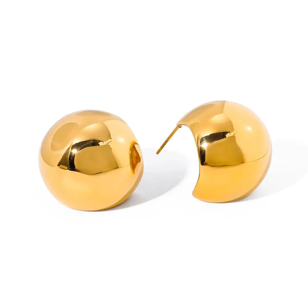 Drop Earrings with Matte Finish -Luna Gold Ball Earrings