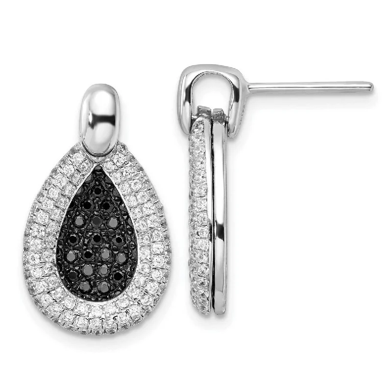 Floral Drop Earrings with Petals -Curata 925 Sterling Silver and CZ Cubic Zirconia Brilliant Embers Teardrop Post Earrings - 22x14mm Wide