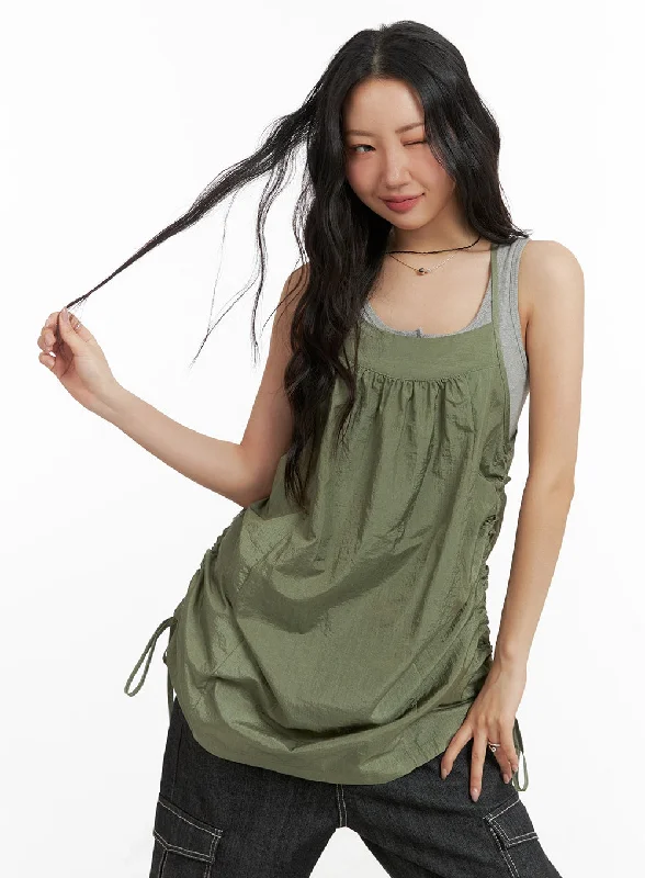 Short-sleeved Dresses for Summer -Side Drawstring Cami Mini Dress CM425