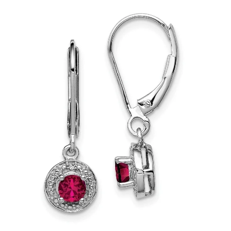 Maximalist Drop Earrings for Bling -Curata 925 Sterling Silver Dangle Polished Leverback Diamond and Created Ruby Earrings - 26x7mm Wide