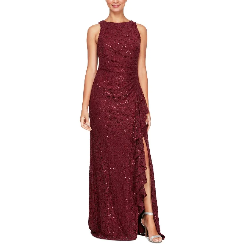 Animal Print Dresses for Fun -Alex Evenings Womens Petites Lace Maxi Evening Dress